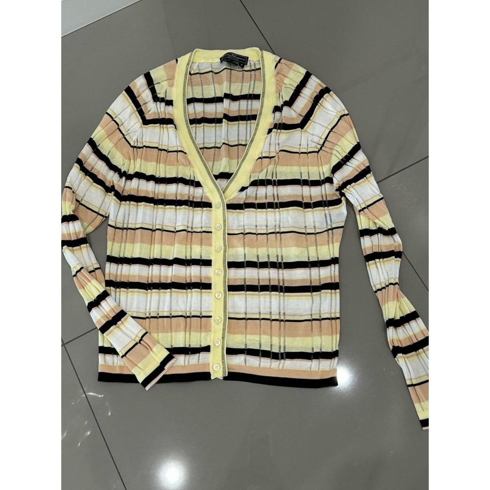 Salvatore Ferragamo Womens Delicate Cardigan Sweater Striped Size Medium